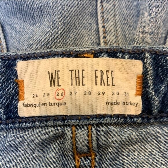 Free People Denim A-Line Mini Skirt Destructed Size 26 Blue Distressed - Picture 3 of 7